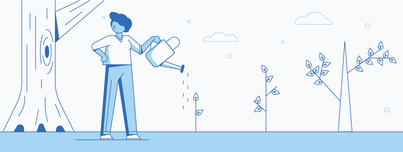 illustration women watering plants