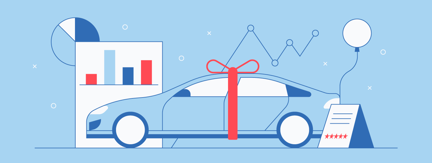 car illustration with charts