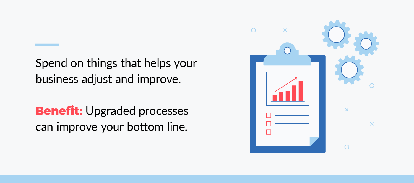 spend on things that helps your business adjust and improve